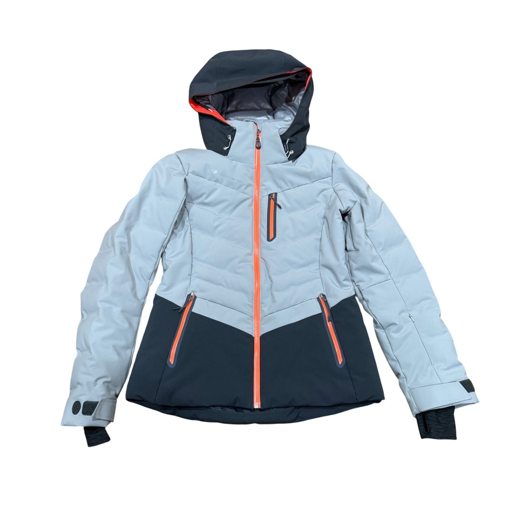 Obermeyer Womens Cosima Down Jacket Grey Black Orange Ski Snowboard Coat Size 4